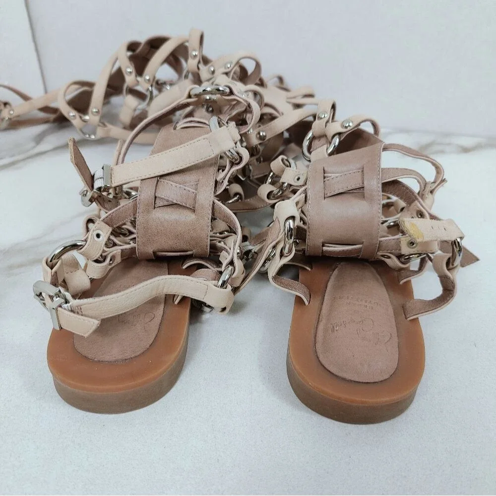 EUC Jeffrey Campbell Logara Buckle Tall OTK Gladiator Sandals, Sz 6